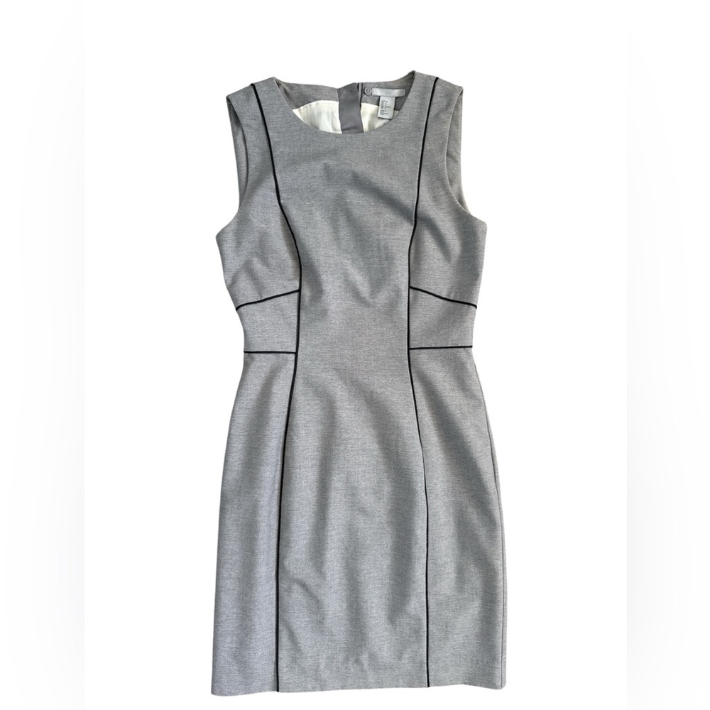 H&M Gray Sleeveless Sheath Midi Dress